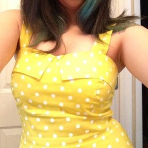Yellow polka dot sun dress